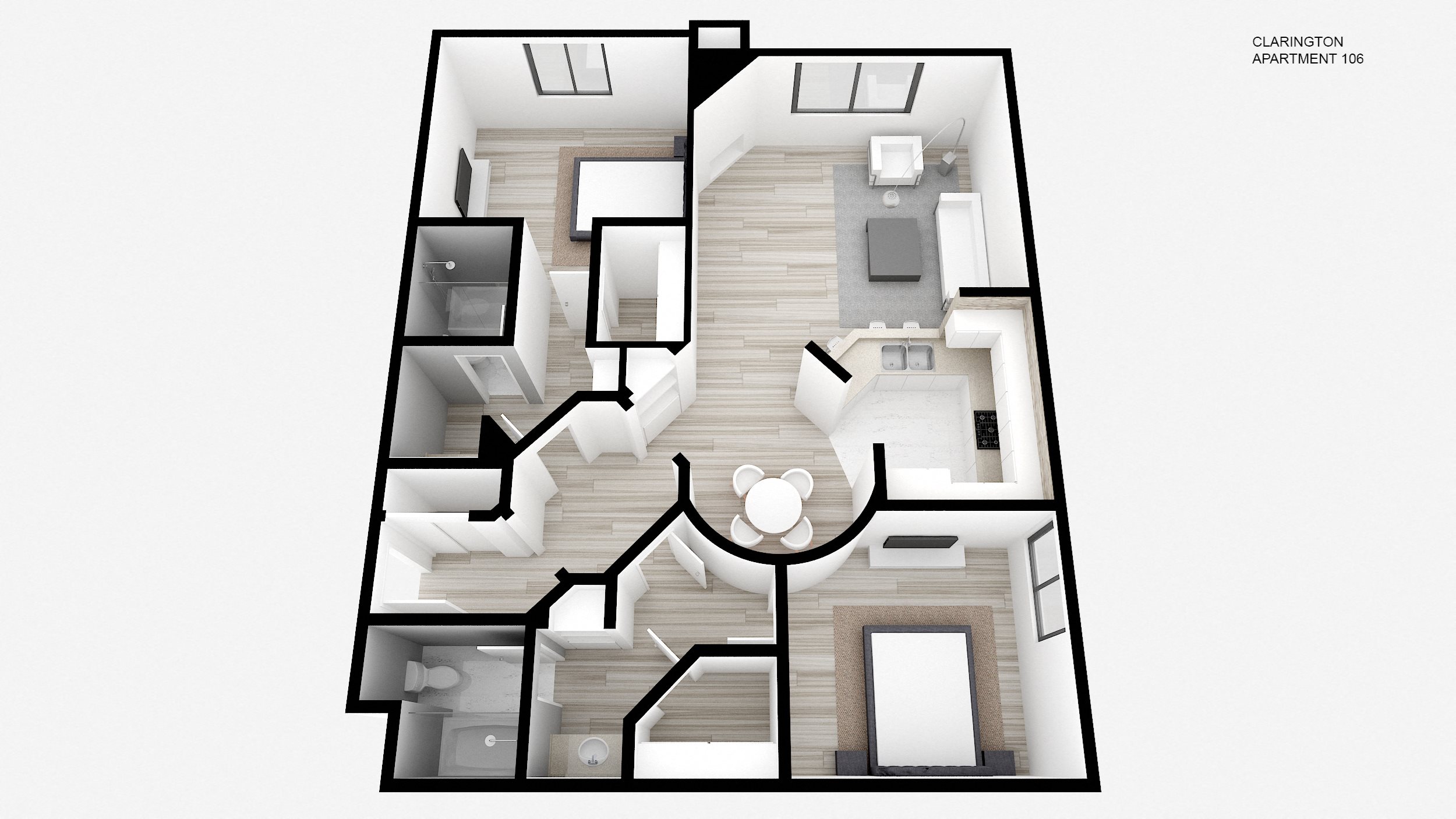 Two Bed + Two Bath